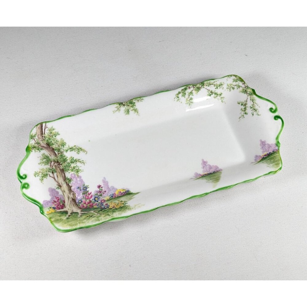 RARE 1920s Royal Albert Greenwood Tree English porcelain tray, Tray for creamer